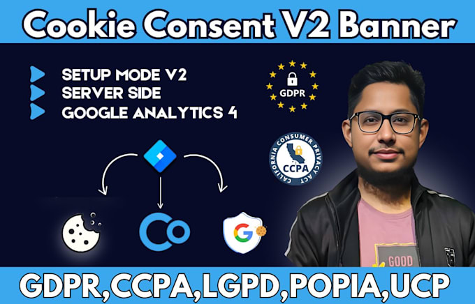 Gig Preview - Setup cookie consent banner, google consent mode v2, gdpr, cookie consent v2