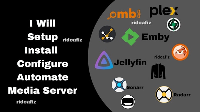 Gig Preview - Config plex emby jellyfin with tautulli prowlarr mylar sonarr plex media server