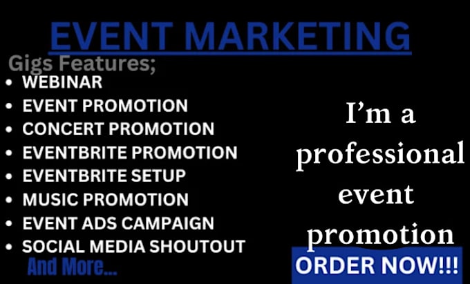 Gig Preview - Event promotion, eventbrite promotion setup expert, maximize your event