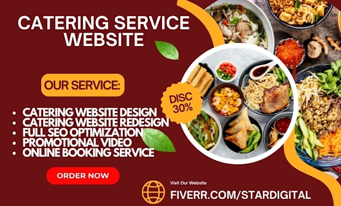 Gig Preview - Design food catering website, online food ordering website, food truck website