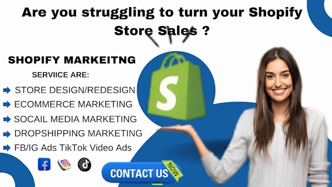 Gig Preview - Boost shopify store sales shopify dropshipping marketing social media manager