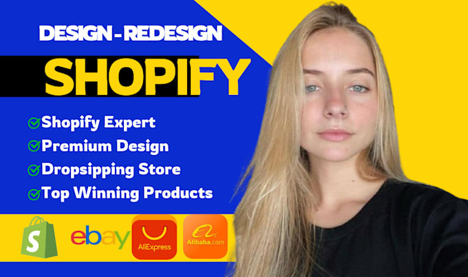 Gig Preview - Redesign shopify store  build shopify dropshipping store revamp shopify website