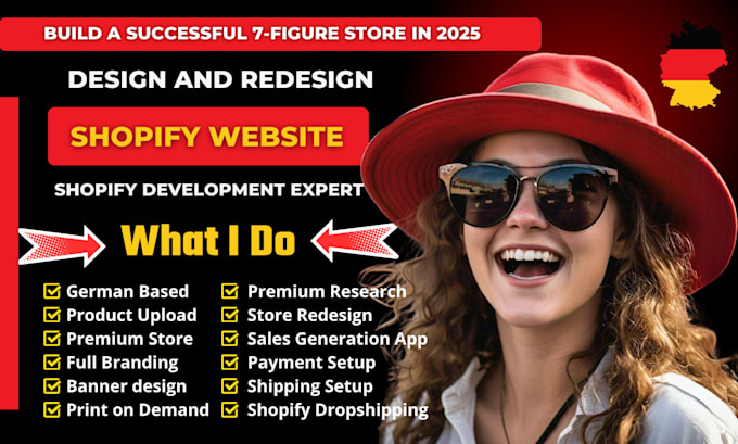 Gig Preview - Shopify store design german shopify website redesign shopify dropshipping store