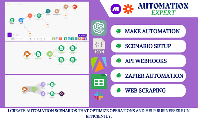 Gig Preview - Automate your business tasks with make com automation make com zapier integromat
