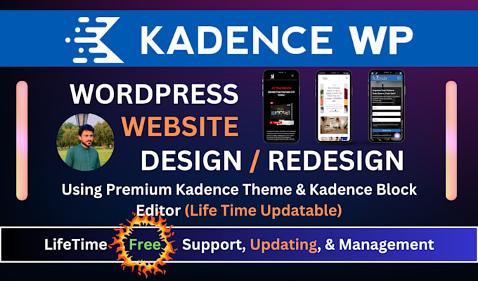 Gig Preview - Design kadence wordpress website using the kadence theme and kadence block