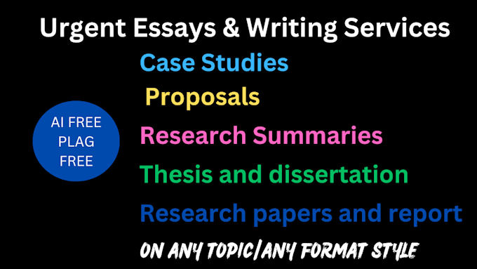 Gig Preview - Write urgent essays, case studies, research summaries and proposals