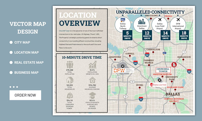 Gig Preview - Make a vector map showcasing real estate locational advantages