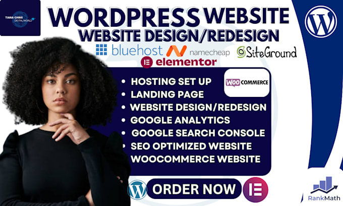 Gig Preview - Create responsive, custom SEO optimized wordpress website design or redesign