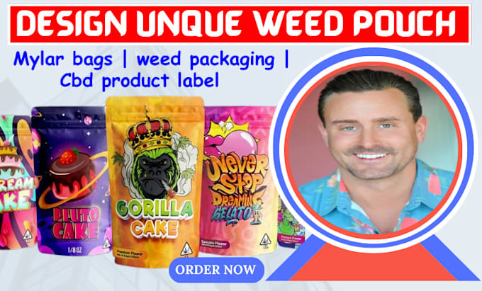 Gig Preview - Design unique weed pouch, mylar bags, jar packaging and cbd products labels