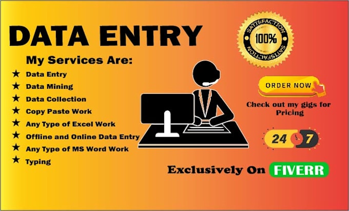 Gig Preview - Do all kind of data entry works in low price