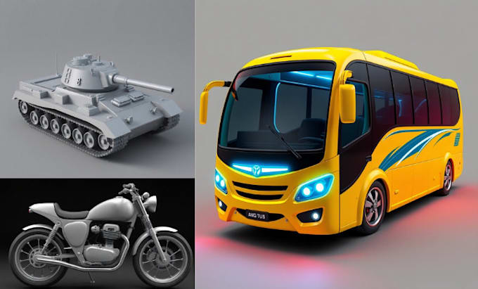 Gig Preview - Do 3d car modeling, car design, car rendering 3d bus model, gtav, fivem car stl