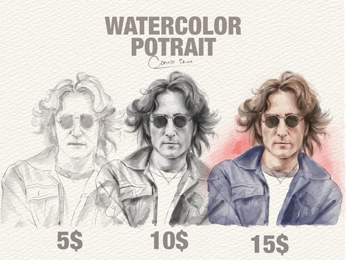 Gig Preview - Draw your face potrait in watercolor