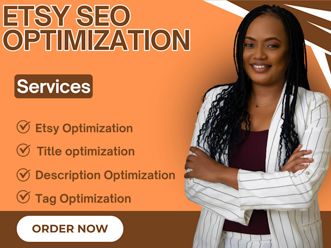 Gig Preview - Do etsy SEO optimization products listings title VA tag description optimization