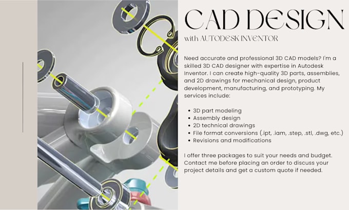 Gig Preview - Expert autodesk inventor 3d cad design services