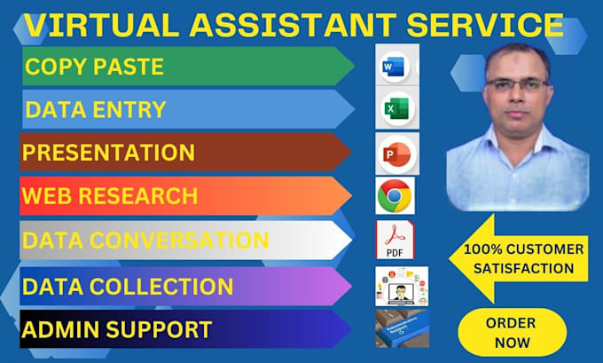 Gig Preview - Do your virtual assistant for data entry, web research