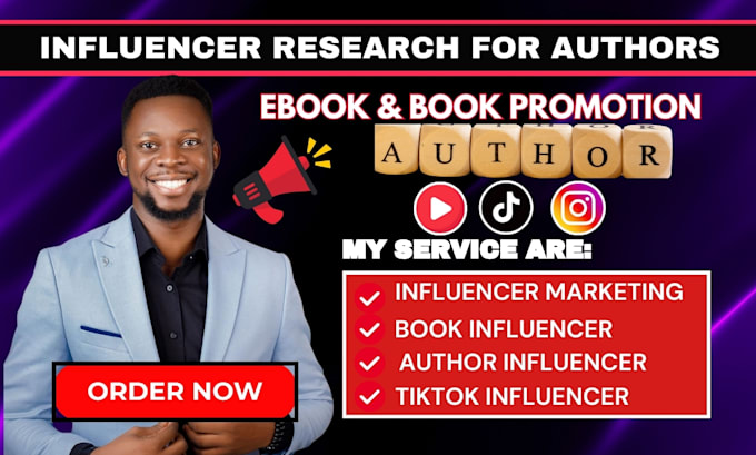 Gig Preview - Find best influencers for authors to promote their books using social media