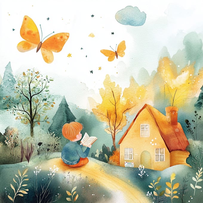 Gig Preview - Create watercolor illustrations for children book, christmas