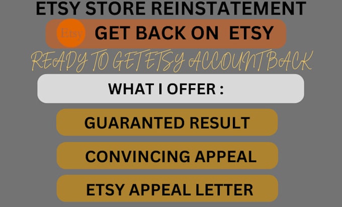 Gig Preview - Do etsy reinstatement, etsy suspension, etsy appeal letter, etsy reopen,