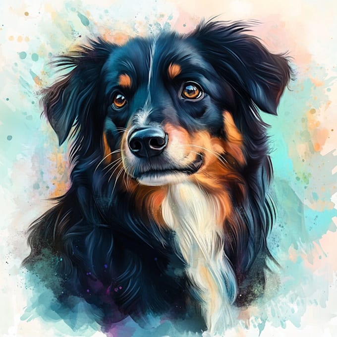 Gig Preview - Draw custom digital oil painting, watercolor style pet portrait