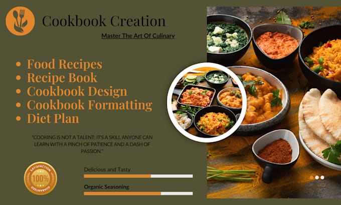 Gig Preview - Be your cookbook writer, quality cookbook design, recipe book, cookbook recipe