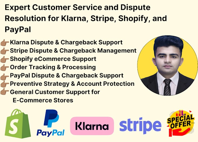 Gig Preview - Expert customer service dispute resolution for klarna, stripe, shopify, paypal