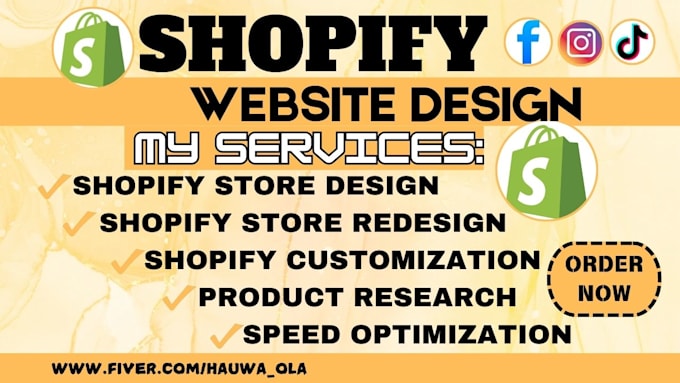 Gig Preview - Build shopify website design shopify store redesign shopify dropshipping setup