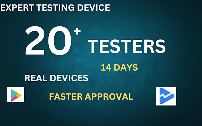 Gig Preview - 20 testers for google play testing, closed app, play console