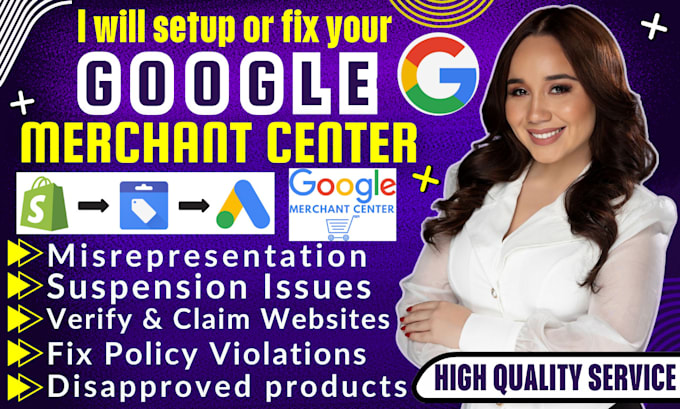 Bestseller - setup, fix google merchant center suspension, gmc misrepresentation shopping ads