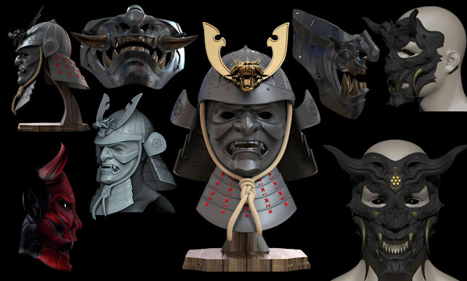 Gig Preview - Sculpt amazing printable 3d mask helmet halloween mask cosplay mask for 3d print