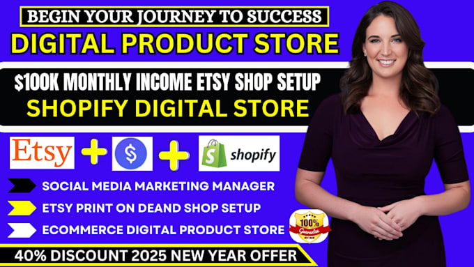 Bestseller - setup  shopify digital product store, hyperlinked planner etsy digiatl product