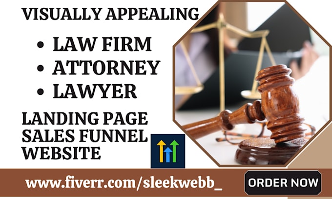 Gig Preview - Design gohighlevel law firm landing page lawyer ghl notary attorney sales funnel