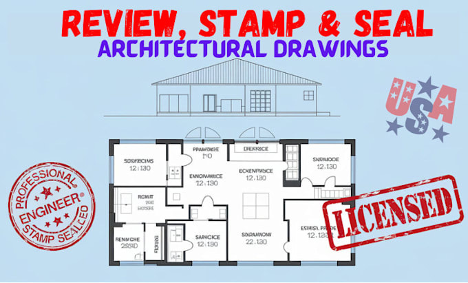 Bestseller - draw and stamp blueprints, review and seal architectural drawing for USA permit