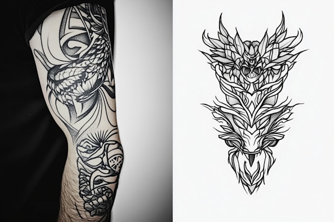 Gig Preview - Draw line art minimal minimalist flower tattoo sleeve illustration design