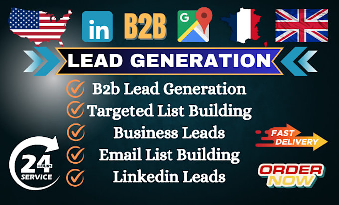 Gig Preview - Do b2b lead generation business leads for linkedin targeted b2b leads list