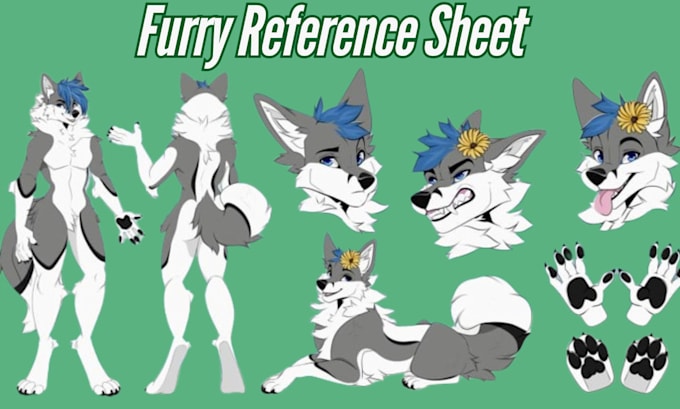 Gig Preview - Draw furry reference sheet nsfw art ref sheet furry art  nsfw furry for fursona