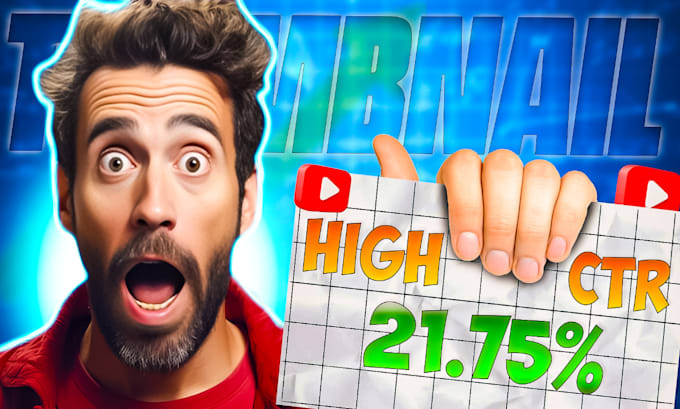 Gig Preview - Design attractive clickbait amazing youtube thumbnail and high CTR thumbnail