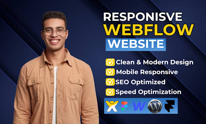 Gig Preview - Design and develop responsive webflow website, clone animated webflow website