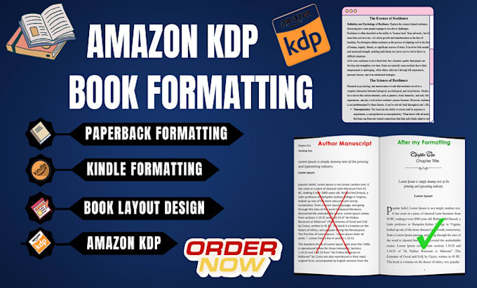 Gig Preview - Do book formatting, kindle ebook formatting and paperback formatting for KDP