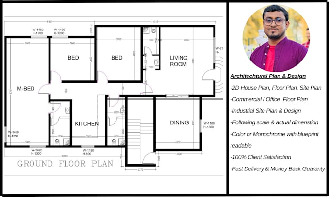 Gig Preview - Design architechtural floor plan 2d color and monochrome