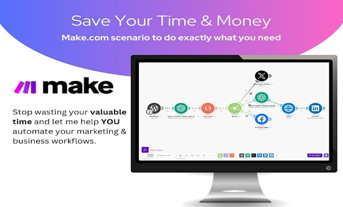 Gig Preview - Make com automation expert, make com scenario, make expert, zapier expert