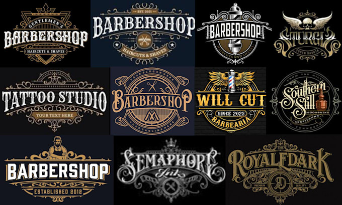 Gig Preview - Do vintage, emblem, stamp, badge, barber shop logo fade, beauty salon, tattoo