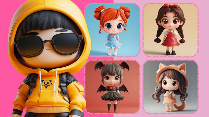 Bestseller - design 3d cute cartoon character modeling, for game, animation and printing