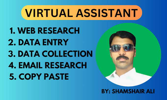 Gig Preview - Be your virtual assistant, data entry, copy paste, web research and web scraping