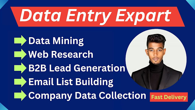 Bestseller - provide data mining, web research, scraping, b2b leads, business leads