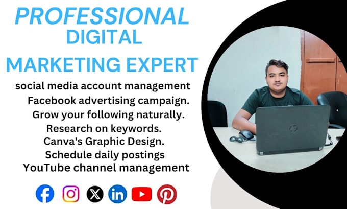 Gig Preview - Be digital marketing manager and social media expert