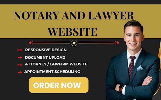 Gig Preview - Design notary website landing page lawyer attorney website law firm website seo