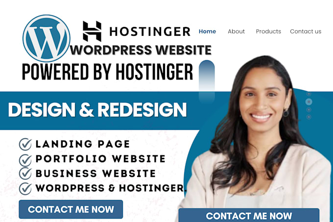 Gig Preview - Design hostinger wordpress website design business hostinger redesign website