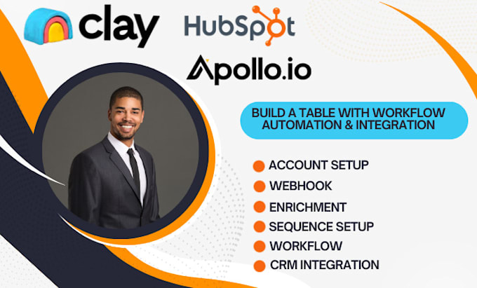 Gig Preview - Setup clay com workflow apollo io sequence hubspot automation enrichment webhook