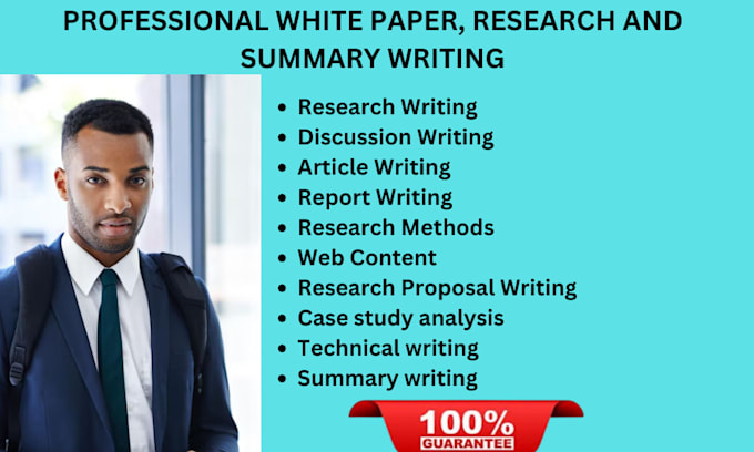 Gig Preview - Do professional and persuasive research, summary, case, article and white papers