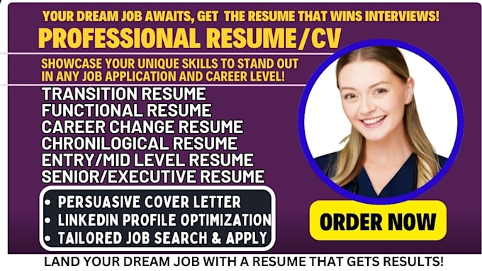 Bestseller - write career change transition resume remote job application leadership role cv